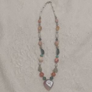Multicolor Beaded Heart Necklace
